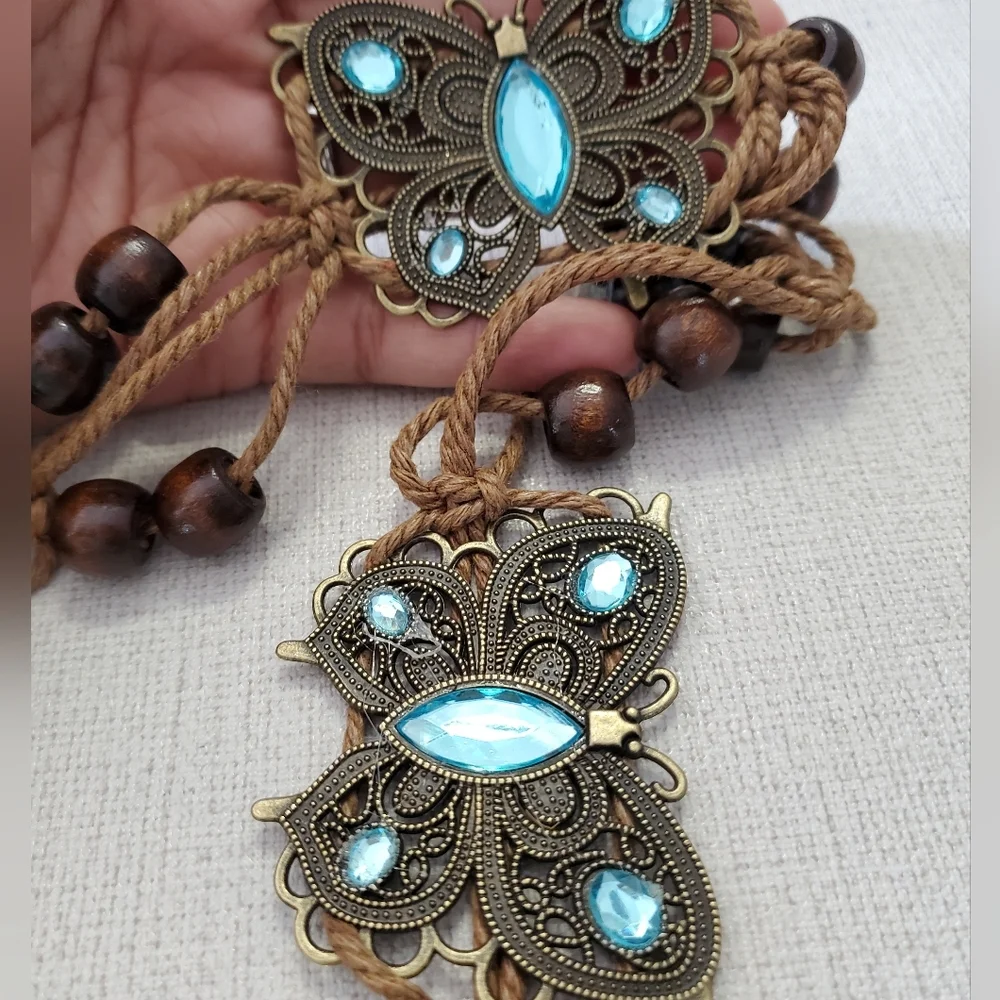 Boho Butterfly Flower Wax Rope Waistband